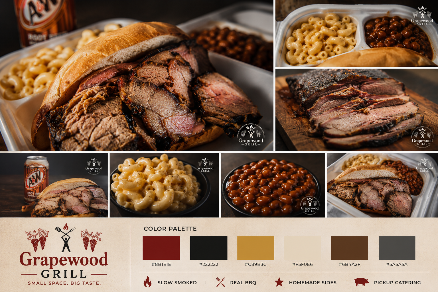 Grapewood Grill logo and brand identity guide